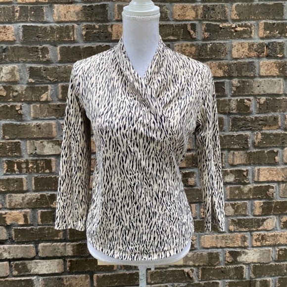 J. Mclaughlin Catalina Cloth Shirt Womens Size Small Faux Wrap Animal Print - Picture 1 of 5